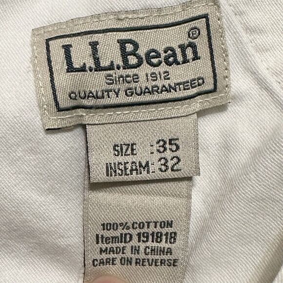 LL Bean Mens Cargo Pants 35X32(30) Tan  Sunwashed Canvas Straight Leg Distressed - Picture 11 of 11